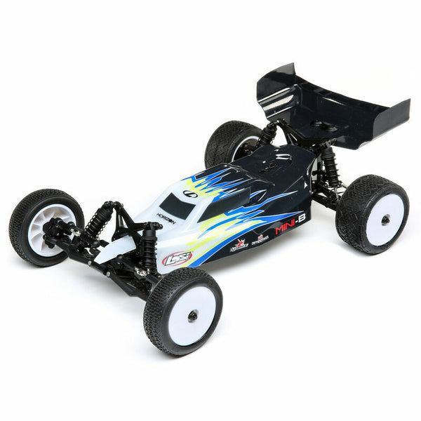 Losi LOS01016T2 Mini-B, Brushed, RTR: 1/16 2WD Buggy, Black/White