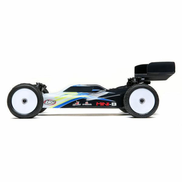 Losi LOS01016T2 Mini-B, Brushed, RTR: 1/16 2WD Buggy, Black/White
